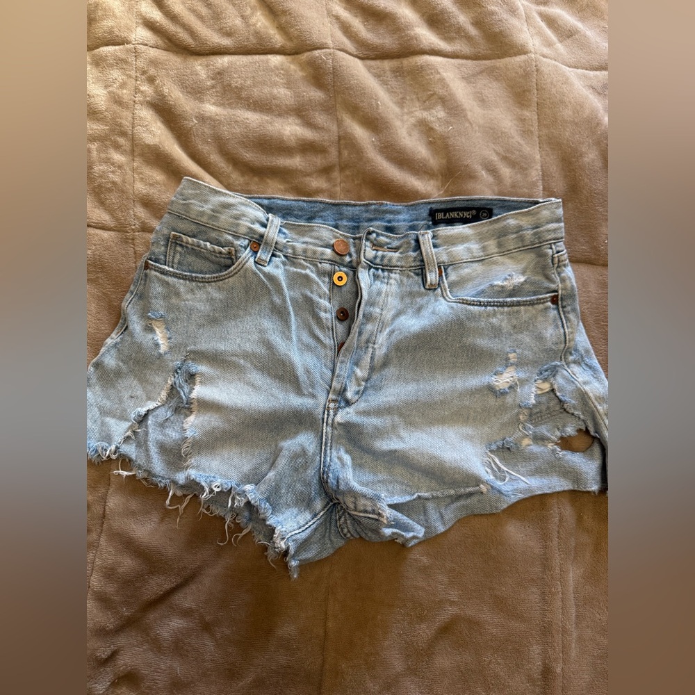 Blank NYC Faded Blue Ripped Jean Shorts